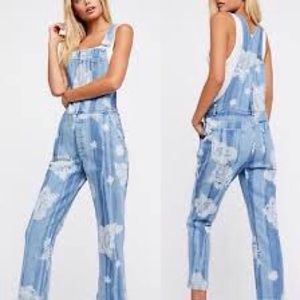 Free people we the free paisley denim overalls